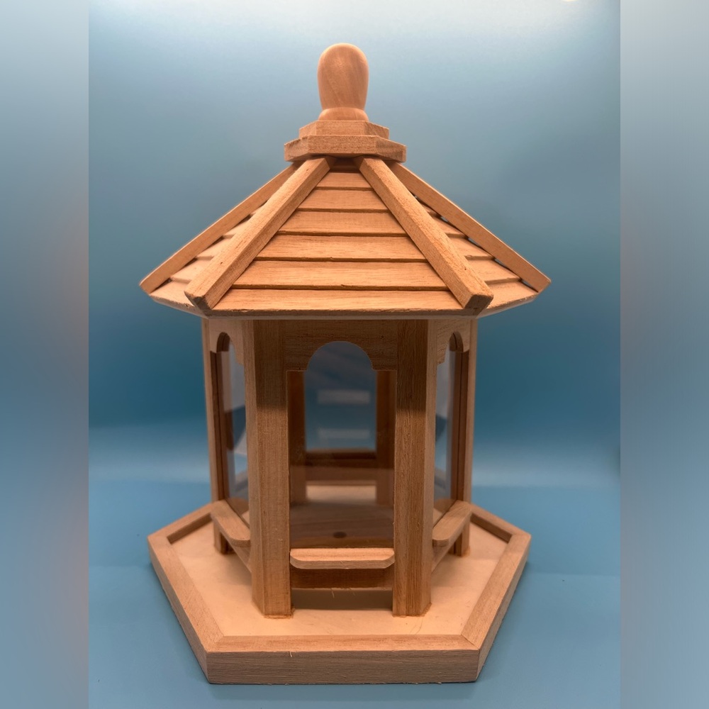 Miniature Wooden Gazebo or Bird Feeder for Fairy Garden or Dollhouse 1:12 Scale
